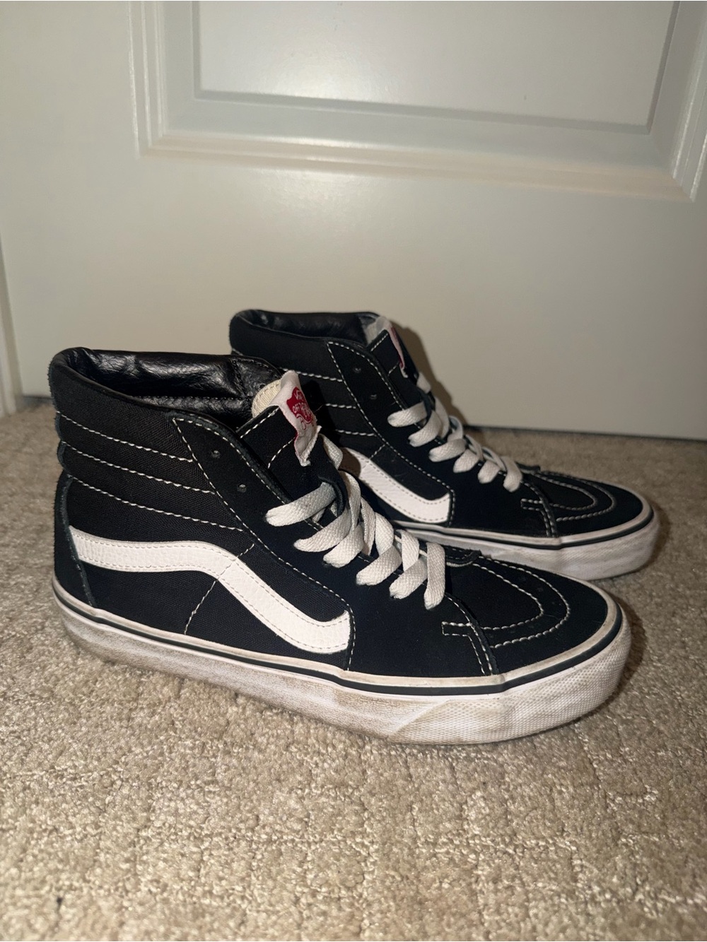 Vans Black and White High Top Skate Sneakers